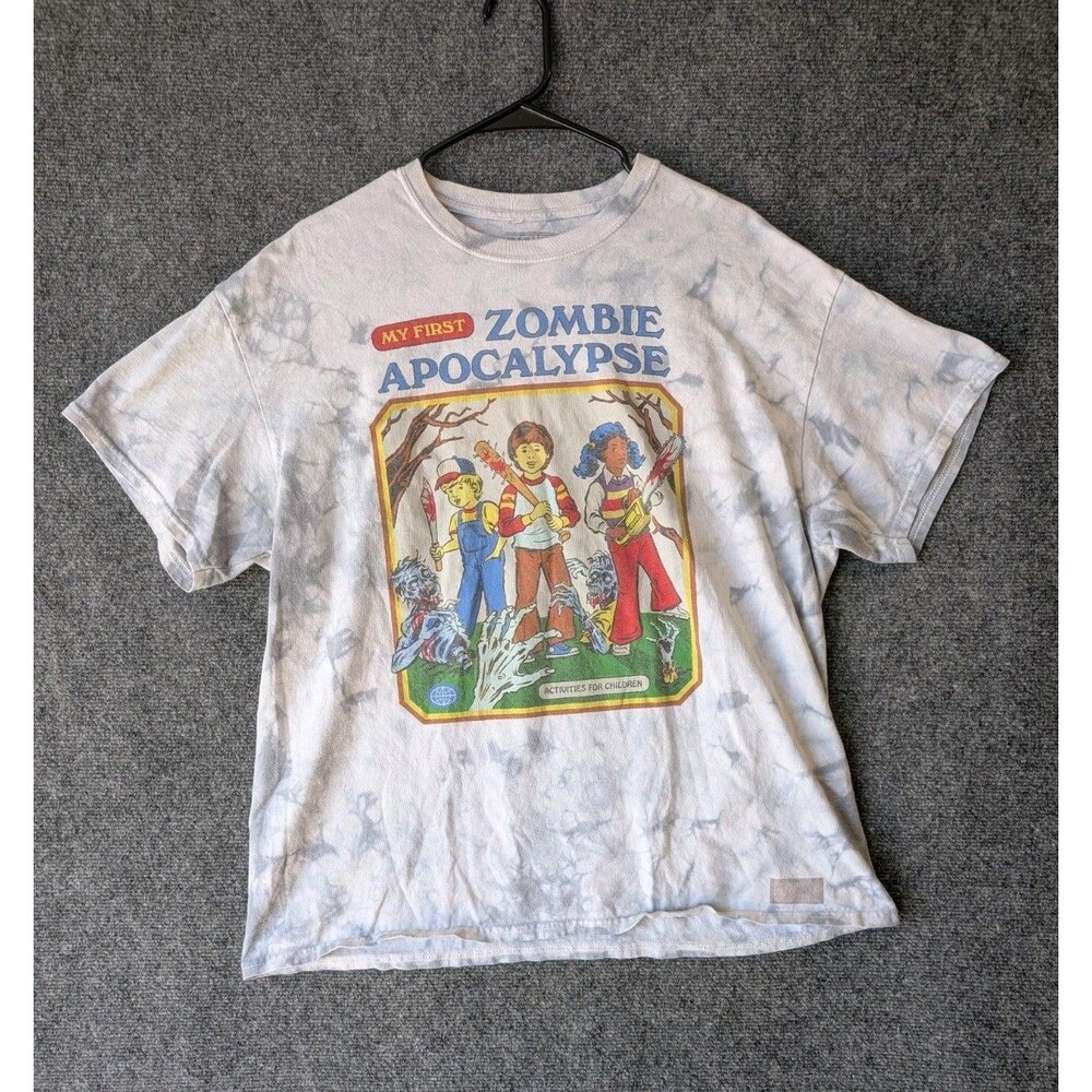 Steven Rhodes My First Apocalypse Tye Dye XL T-Shirt Cartoon Retro White Gray